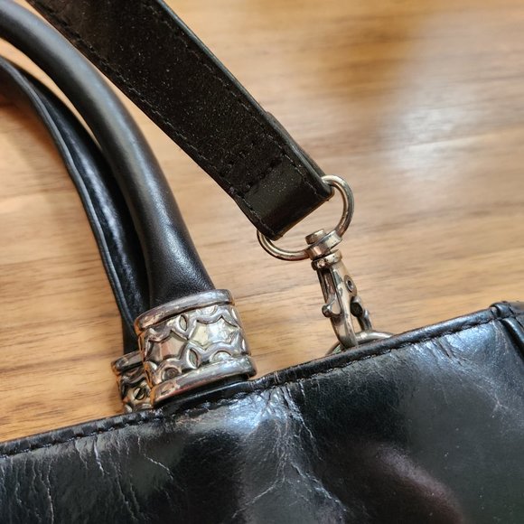 Vintage Fossil Black Leather Handbag - Picture 4 of 15